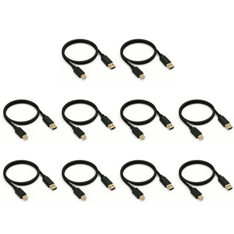 10 x USB A 2.0 Male To Usb B 2.0 Male Printer Cable - 1.8 Meters - Refurb