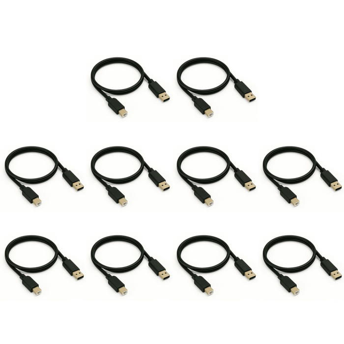 10 x USB A 2.0 Male To Usb B 2.0 Male Printer Cable - 1.8 Meters - Refurb
