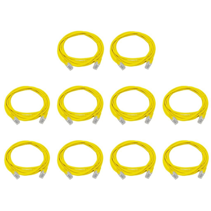 10 x CAT5E 3 Meter Yellow Network Cable – New