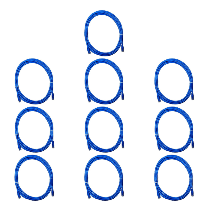 10 x Krone Cat6 RJ45 Truenet UTP Patch Cord Molded Boot – Blue – 3.0 Metres – Open Box