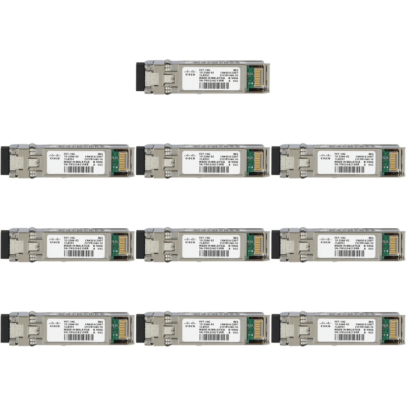 10 x Cisco 10-2566-02 Fet-10G Multi-Mode Fibre 850Nm SFP Transceiver - Refurb