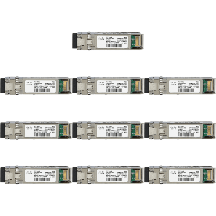 10 x Cisco 10-2566-02 Fet-10G Multi-Mode Fibre 850Nm SFP Transceiver - Refurb