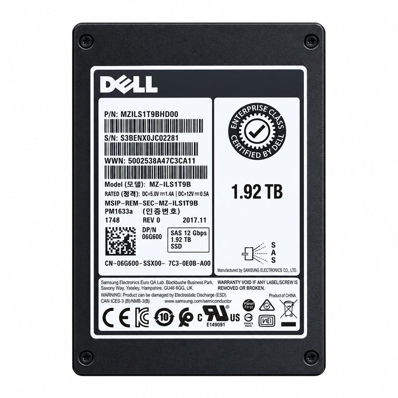 Dell MZ-ILS1T9B 2.5 Inch 1.92TB 12Gb/s SAS Solid State Drive – Refurb