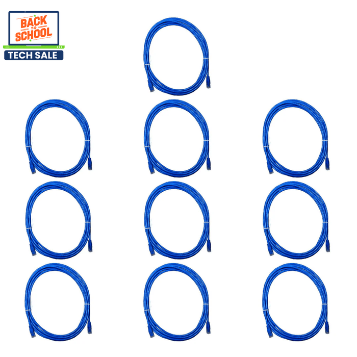 10 x Krone Cat6 RJ45 Truenet UTP Patch Cord Molded Boot – Blue – 3.0 Metres – Open Box