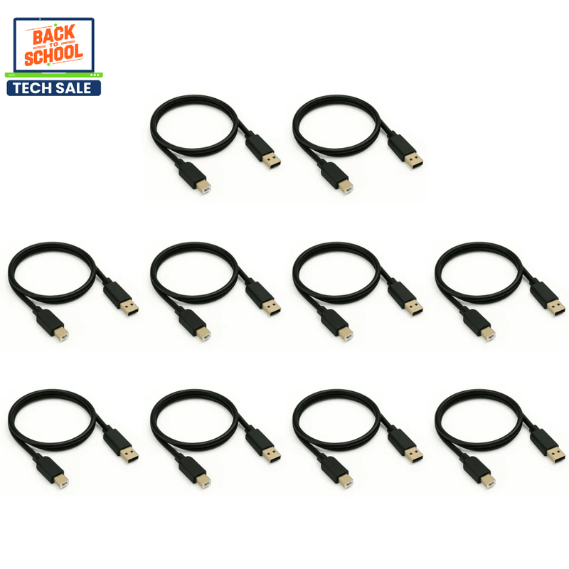 10 x USB A 2.0 Male To Usb B 2.0 Male Printer Cable - 1.8 Meters - Refurb