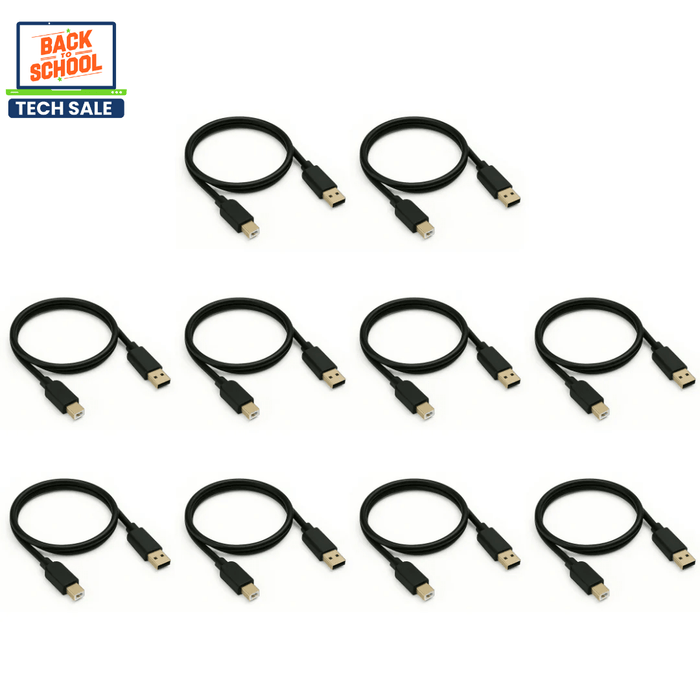 10 x USB A 2.0 Male To Usb B 2.0 Male Printer Cable - 1.8 Meters - Refurb