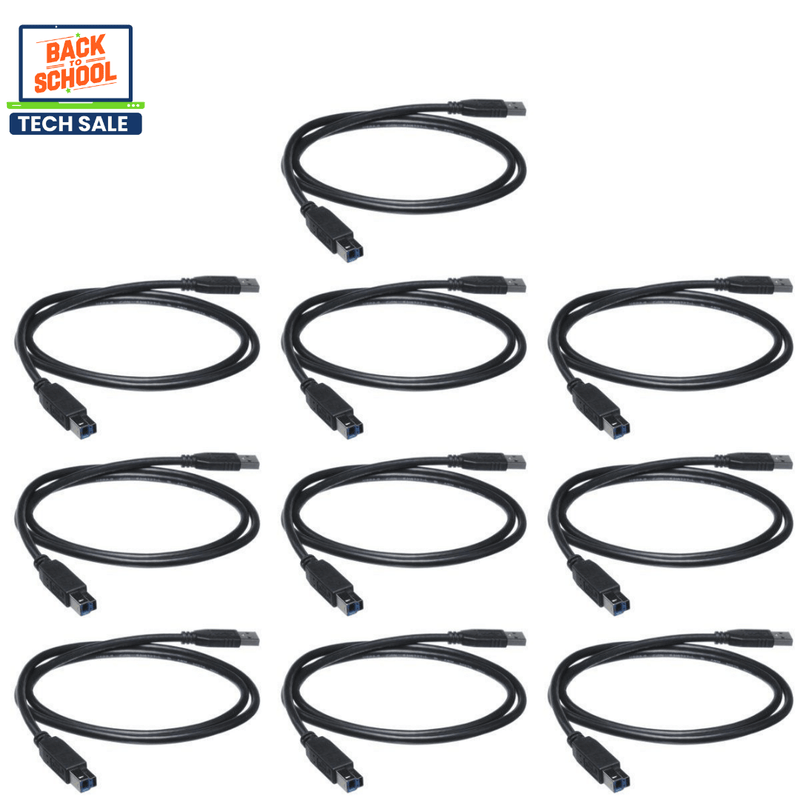 10 x USB A 3.0 Male To USB B 3.0 Male 1.5 Meter Cable - Refurb