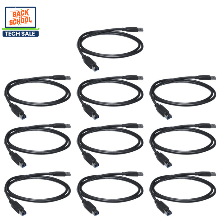 10 x USB A 3.0 Male To USB B 3.0 Male 1.5 Meter Cable - Refurb