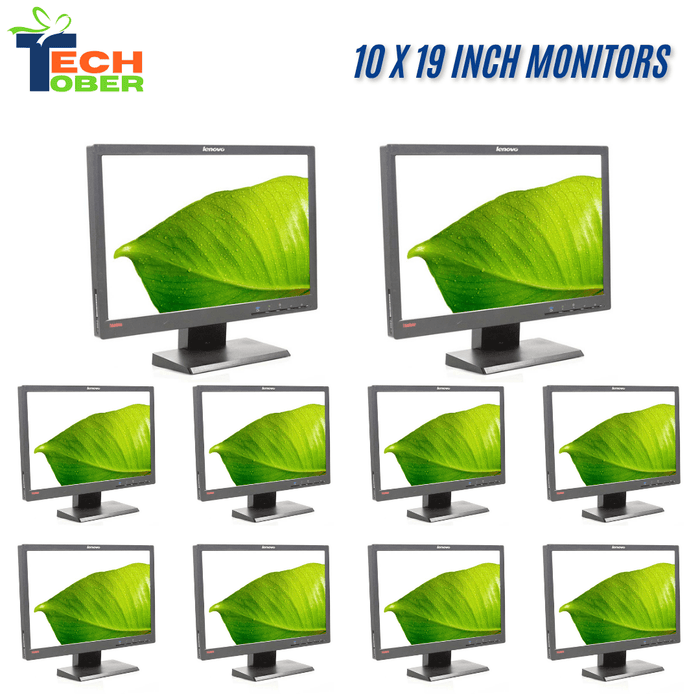 10 x Lenovo Thinkvision LT1952p 19 Inch Wide Office Start-up Monitor Bundle - VGA, DVI & Displayport - Refurb