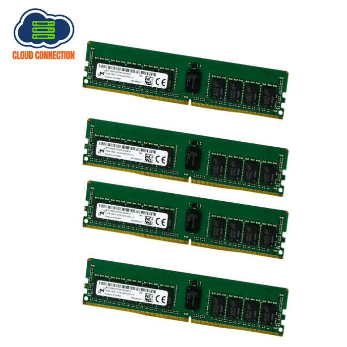 Micron 64GB RAM Kit - 4 x 16GB 1Rx4 PC4-2400T-RC1-11 DDR4 Server RAM - Refurb