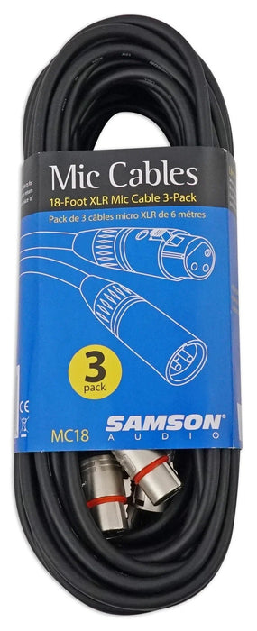 Samson MC18 18 Foot XLR Mic Cable – 3 Pack – New