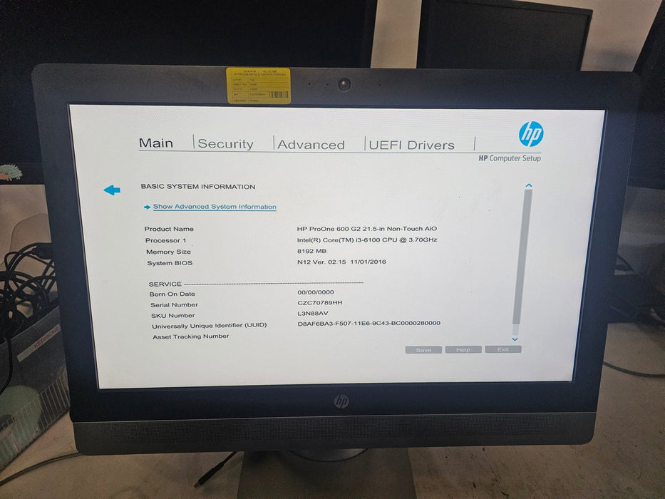 HP ProOne 600 G2 - I3 6th Generation - No RAM - No Hard Drive - Fully Tested - D Grade