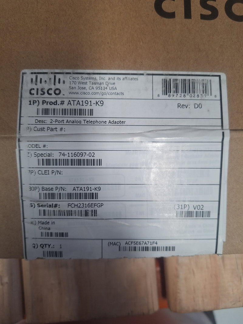 Cisco ATA 191 Analog Telephone Adapter - Open Box