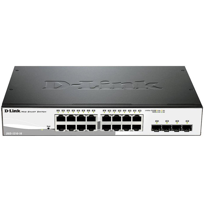 D-Link DGS-1210-16 16-port Gigabit Smart Switch, including 4 Combo SFP ports; Used