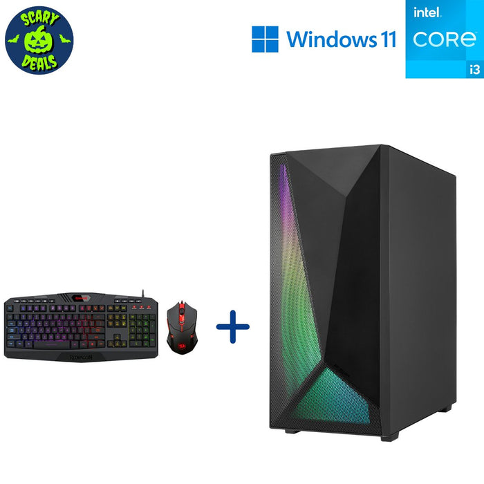 FSP CMT195A Tower Gaming Computer Set; Asus H610M-R D4 MB; i3 13100; 8GB PC4; 256GB SSD; Win11Pro; New