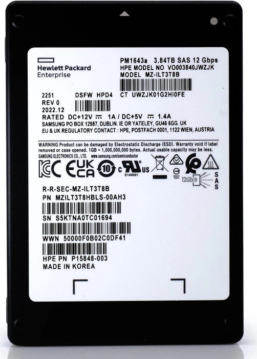 Samsung MZILT3T8HBLS-000V3 2.5 Inch 3.84TB 12Gbps SAS Enterprise Solid State Drive – Refurb