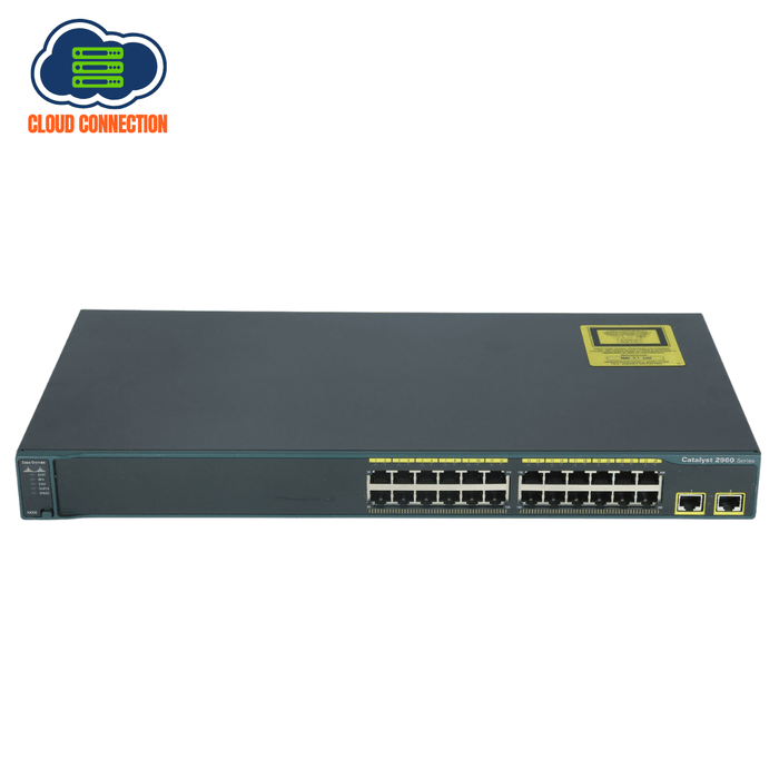 Cisco WS-C2960-24TT-L 24 Ethernet 10/100 ports and 2 fixed Ethernet 10/100/1000 uplink ports - Refurb