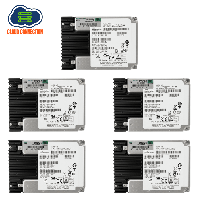 5 x HPE MO003200JWFWR 2.5 Inch 3.2TB 12Gb/s SAS SSD Solid State Drive – Refurb