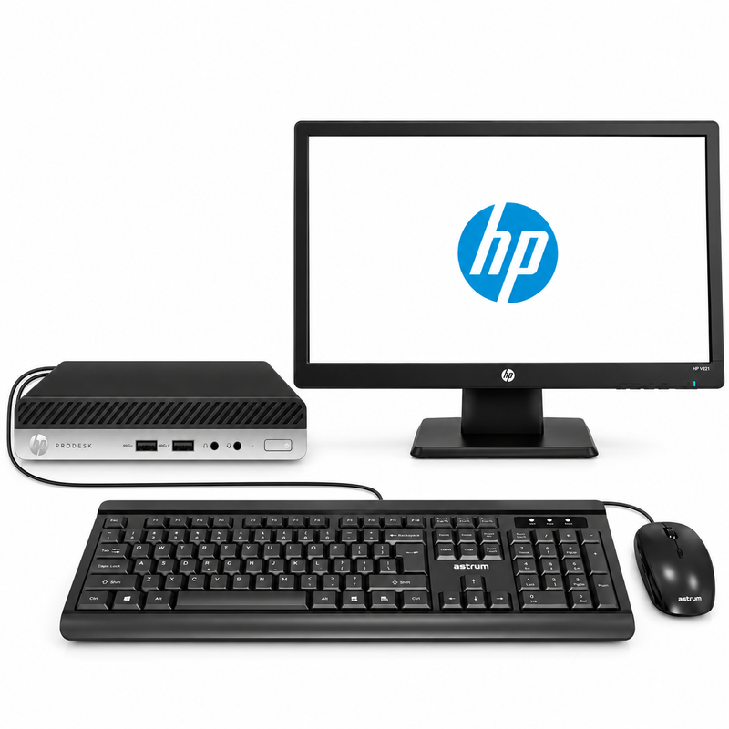 HP ProDesk 400 G5 Mini Admin Computer Set with 20 Inch Monitor – i3 9100T – 8GB DDR4 – 256GB NVMe – Win11Pro – Refurb