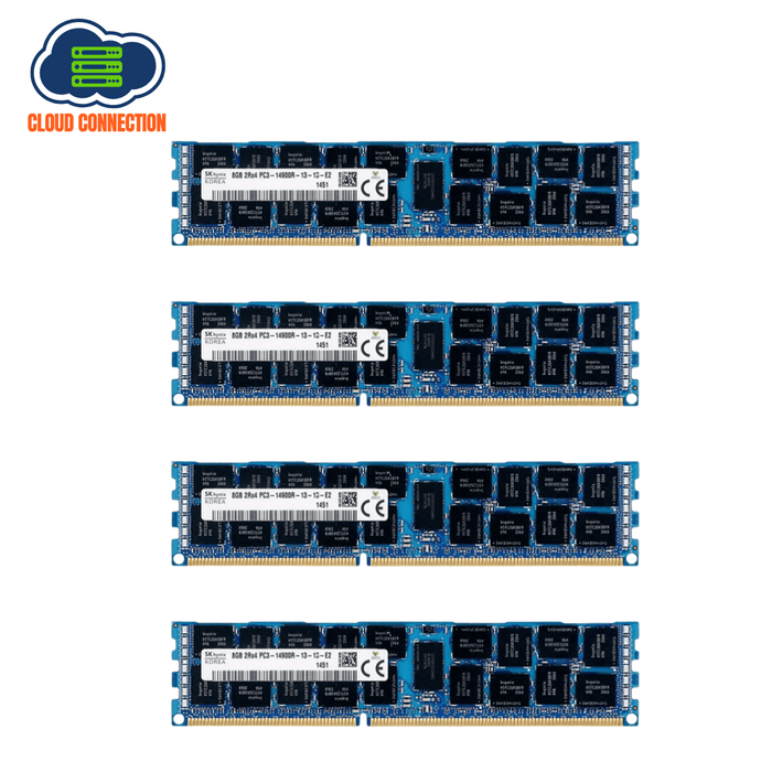 SK Hynix 64GB Server RAM Kit - 4 x 16GB 2Rx4 PC3-14900R-13-13-E2 DDR3 ECC Registered Server RAM – Refurb