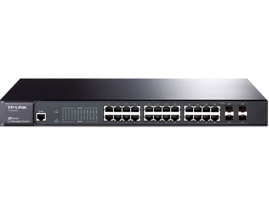 TP-Link TL-SG3424 24-Port Gigabit L2 Managed Switch with 4 Combo SFP Slots; Pre-Owned