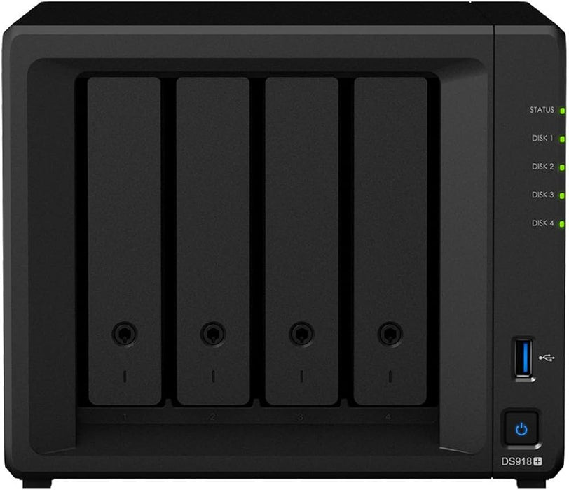 Synology DS918+ 4 Bay Scalable NAS Business Server; 4 x SATA; 2 X M.2 NVME; Synology DSM OS; Open Box