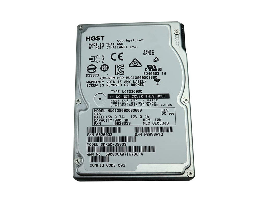 Pre-Owned HGST HUC109090CSS60 - 900GB SAS Hard Drive - 2.5" - 10 000 RPM - 6GB/s