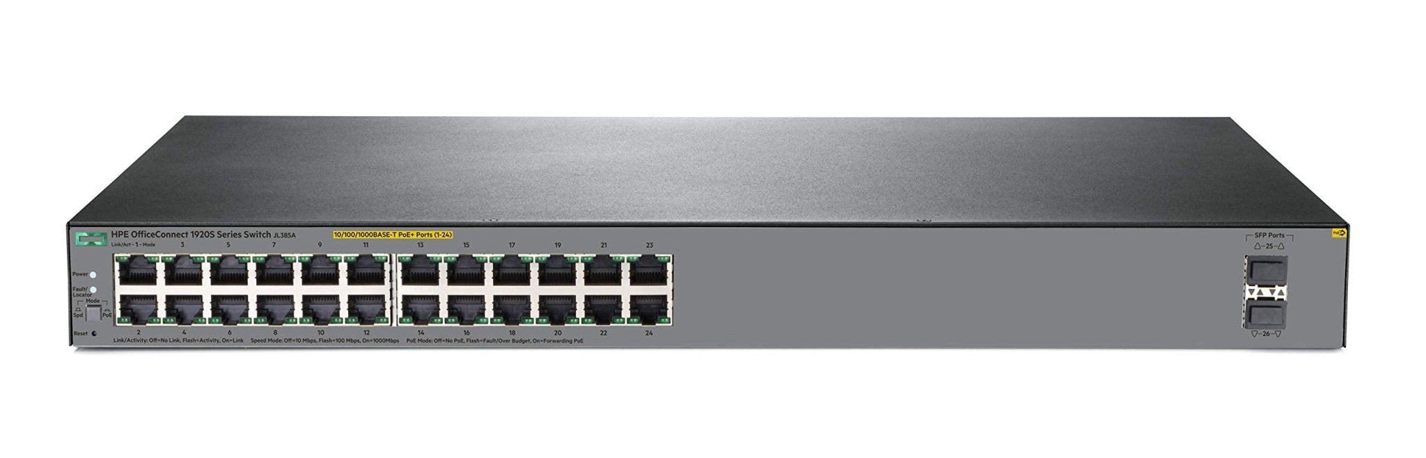 HP HPE Officeconnect 1920S JL385A 24 Port Gigabit PoE Switch; 24G; 370W; 24 X 1GB; 2 x SFP; Refurb