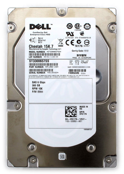 Pre-Owned Dell ST3300657SS - 300GB SAS Hard Drive - 3.5" - 15 000 RPM - 6GB/s