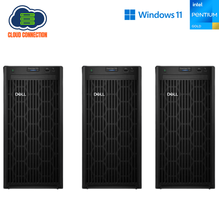 3 x Dell PowerEdge T150 4U Tower Core Infrastructure Server Bundle – Pentium Gold G6405T – 8GB DDR4 – 3 × 2TB SATA – PERC H755 – Broadcom BCM5720 – New Special