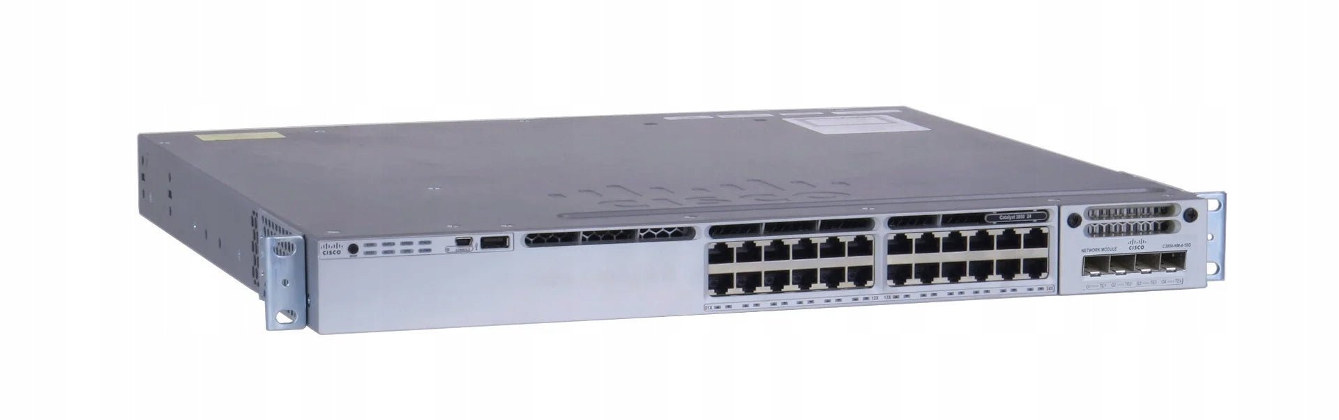 Cisco WS-C3850-24T-E 24 Port With C850-NM-10G Layer 3 Gigabit Switch – Refurb
