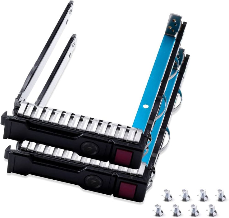 2Pcs 2.5" Sff SAS SATA SSD Hard Drive Carrier Tray Caddy 651687-001 For Proliant Ml350 Dl360P Dl380P Dl160 Gen8 G8 Gen9 G9 With 8 Mounting Screws - Used Caddy