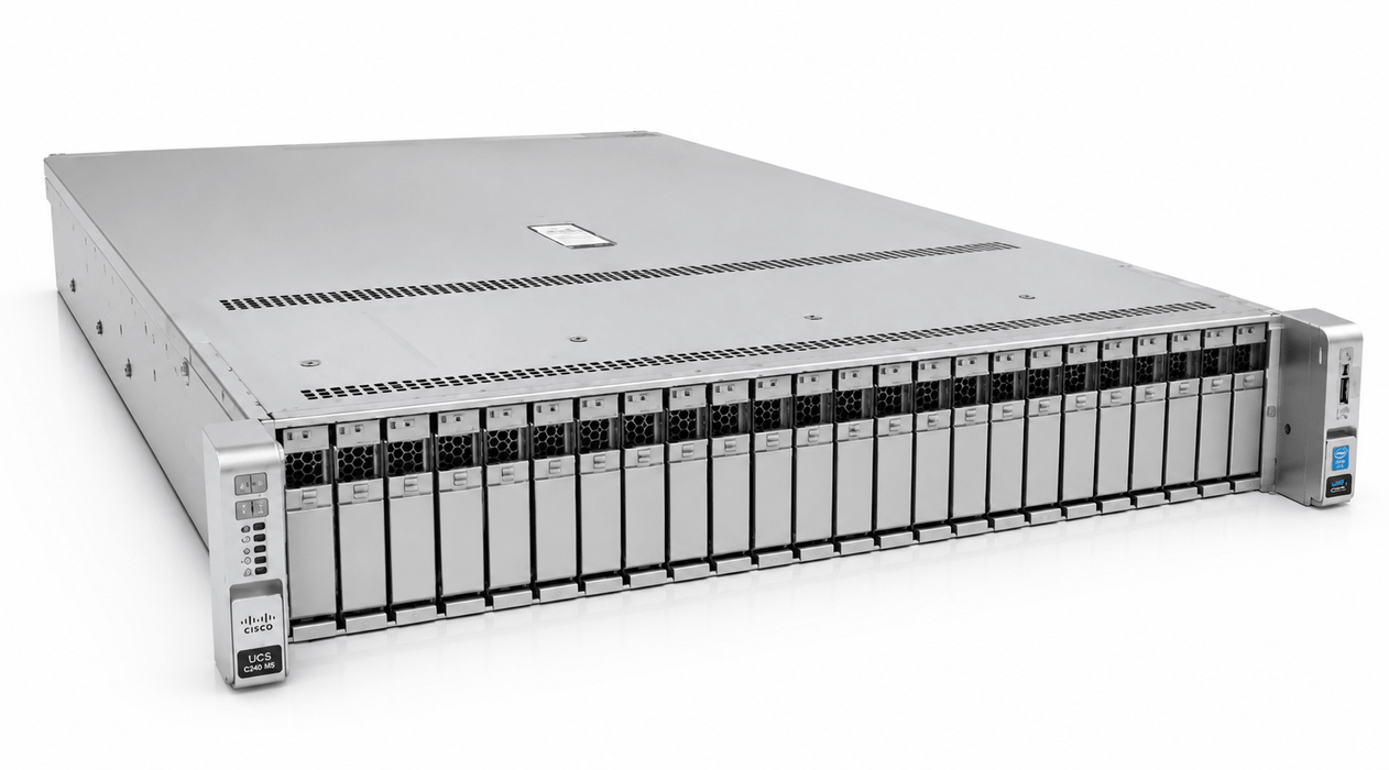 Cisco BE7H-M5-XU 2U Rackmount Server – 24 SFF – 2 × Xeon Gold 6132 – 192GB DDR4 – 23 × 300GB SAS – 12G Modular RAID Controller – Intel I350 + 550 – 2 × 1050W – No Rails – No Front Bezel – Refurb