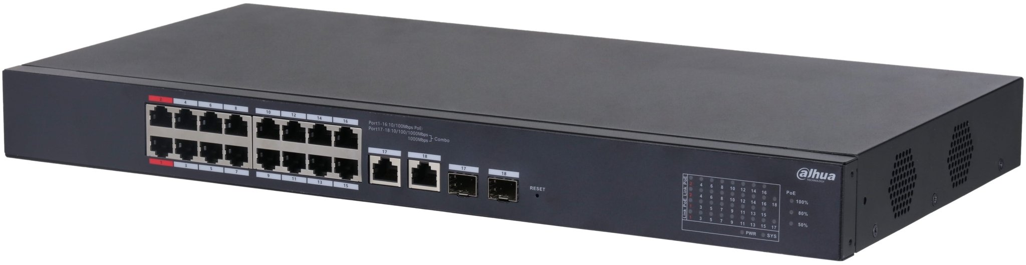 Dahua DH-CS4218-16ET-190 18-Port Cloud Managed PoE Desktop Switch – New
