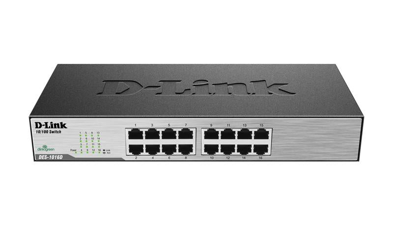 D-Link DES-1016D 16 Port 10/100Mbps Fast Ethernet Unmanaged Switch – Used