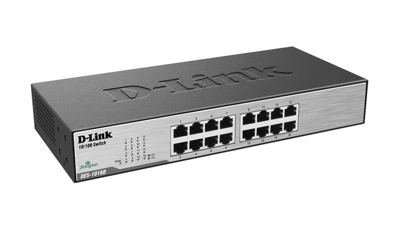 D-Link DES-1016D 16 Port 10/100Mbps Fast Ethernet Unmanaged Switch – Used