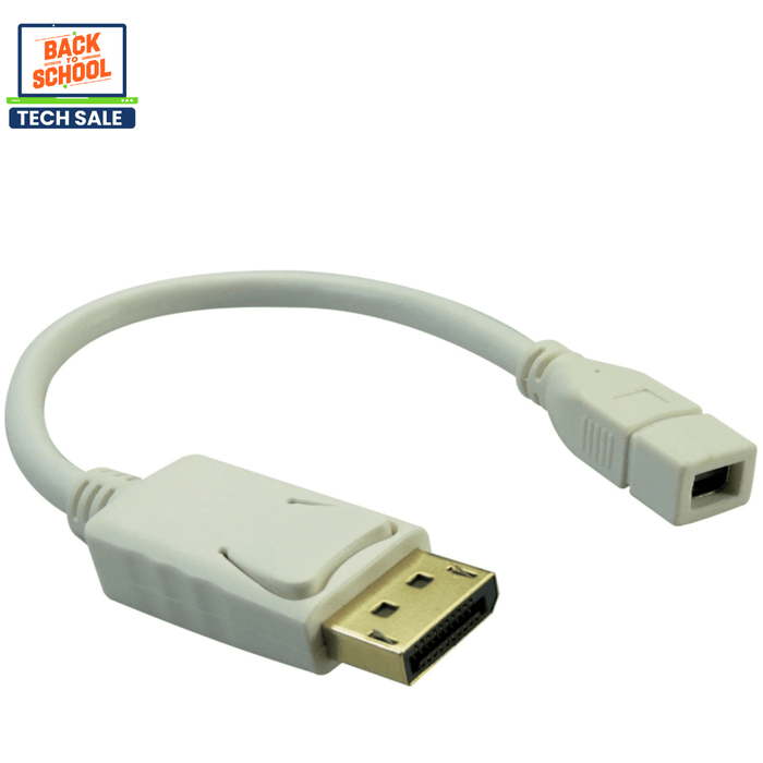 DisplayPort (Male) to Mini DisplayPort (Female) White Adapter Cable – New