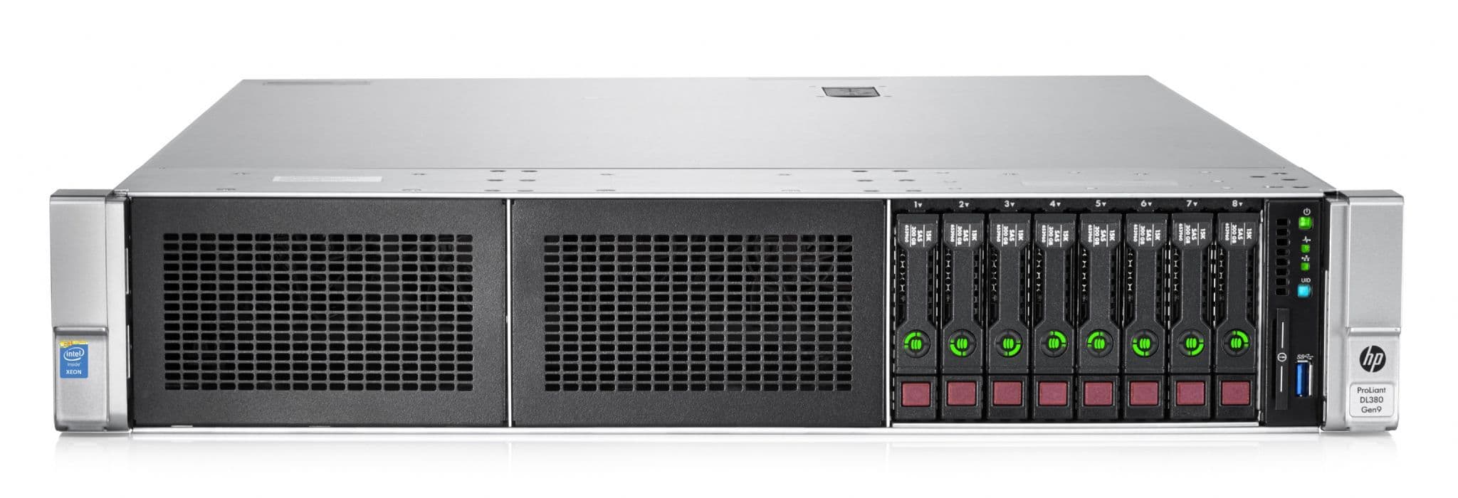 HP Proliant DL380 Gen9 2U Rackmount Server - 8 SFF - 2 x Xeon E5-2667 V4 - 64GB DDR4 - 4 X 600GB SAS - P440ar RAID - Broadcom BCM5719 + Intel I350 - 2 x 800 Watts - 6 x Blanks - Refurb