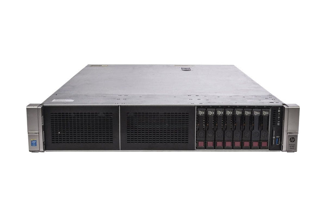 HP ProLiant DL380 Gen9 2U Rackmount Server - 8 SFF - 2 x Xeon E5-2680 V4 - 32GB DDR4 - 2 x 300GB SAS - P440ar RAID - Broadcom BCM5719 + Intel I350 + Intel X540 - 2 x 800 Watts - 6 x Blanks - Refurb