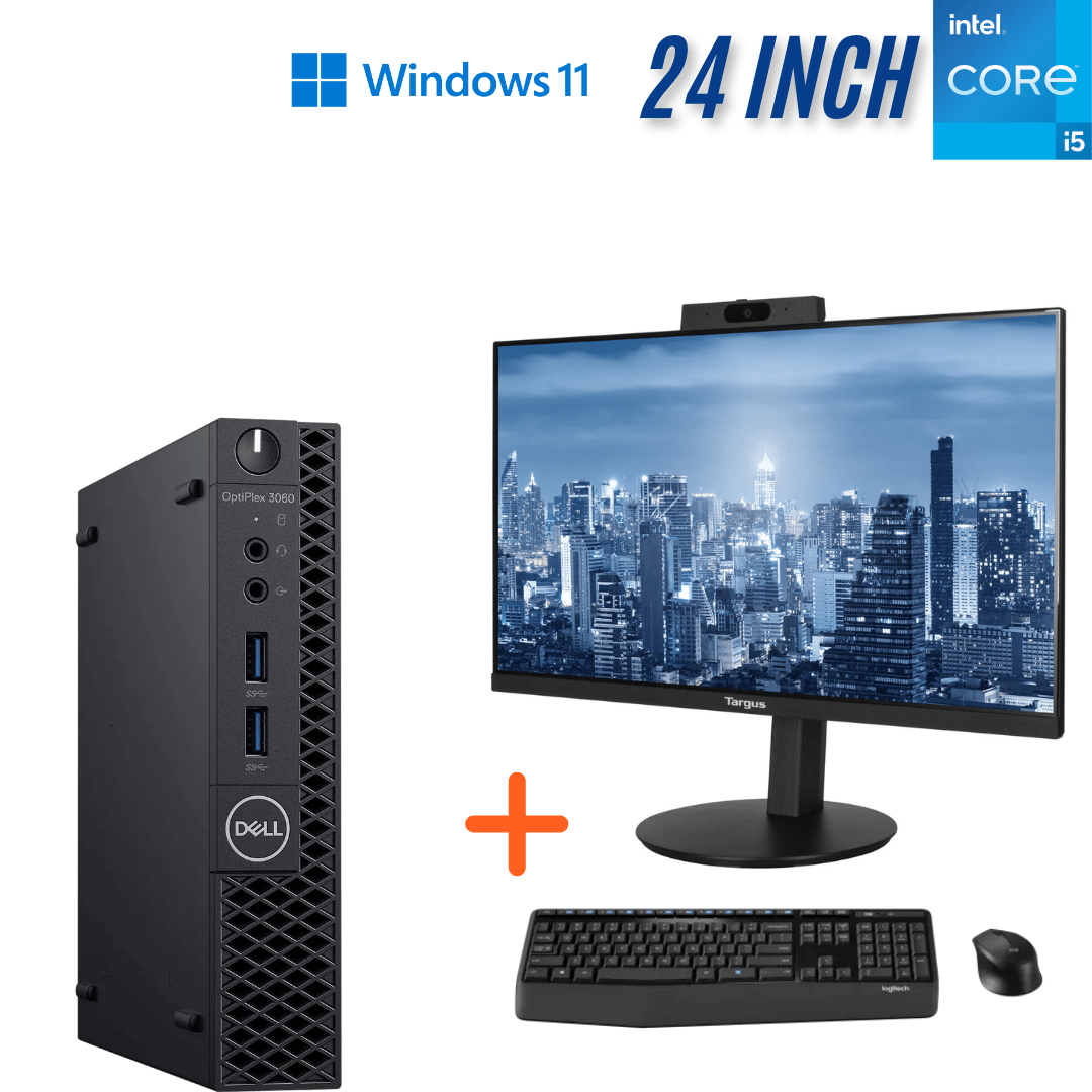 Dell Optiplex 3060 Micro Business Computer Set with 24 Inch + Wireless ...