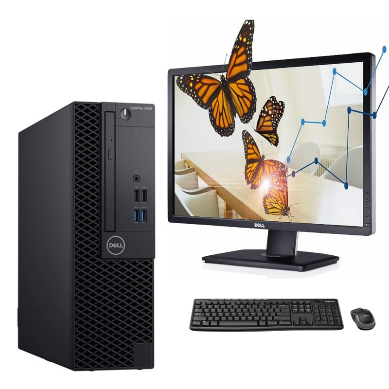 Dell Optiplex 3060 SFF IT Computer With 24 Inch Monitor - i5 8400 - 8GB DDR4 - 256GB SSD - Win11Pro - Refurb Special
