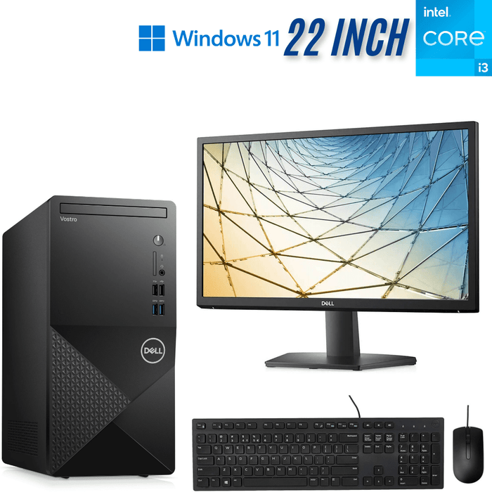 Dell Vostro 3910 MT + SE2222H Administration Computer Set - i3-12100 - 8GB DDR4 - 512GB NVMe SSD - Win11Pro - New