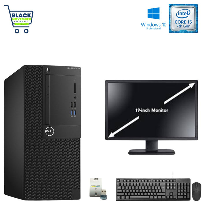 Dell OptiPlex 3050 MT Computer Set; i5 7500; 8GB PC4; 256GB SSD; Win10Pro; Refurb Special