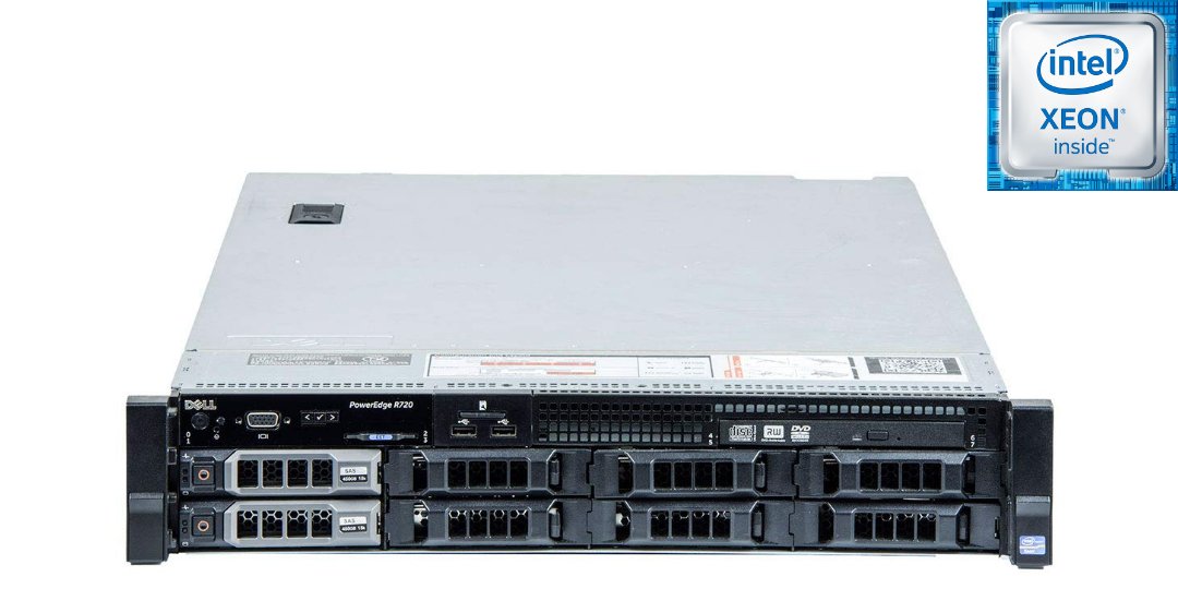 Dell Poweredge R720 Server; 8 LFF; 1 x Xeon E5-2640; 64GB PC3; 600GB SAS; QP 1GB; Perc H710 Mini; 2 x 750W; No Rail Kit; Front Bezel; 2U Rackmount; Refurb