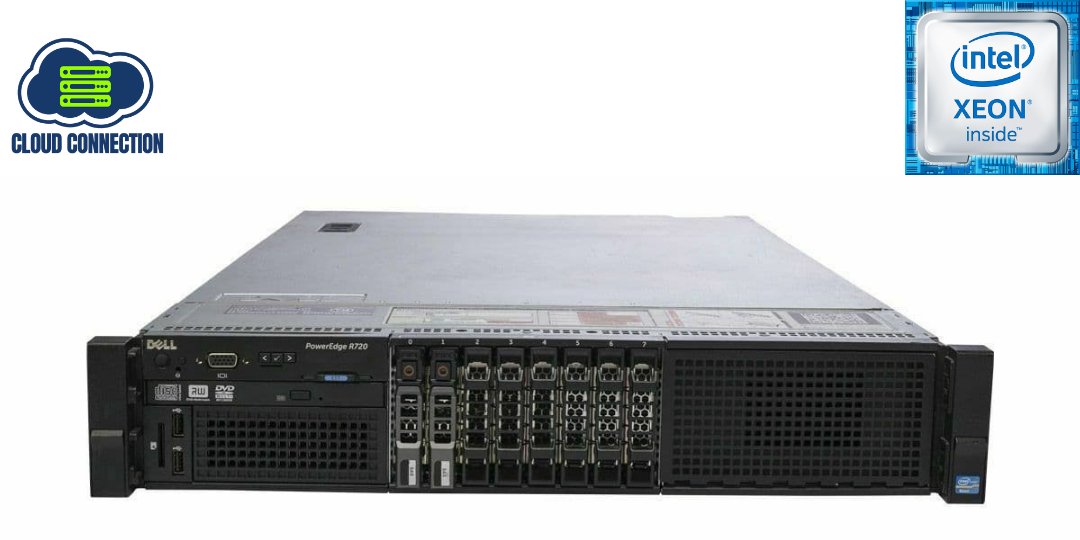 Dell Poweredge R720 Server; 8 X SFF; 2 x Xeon E5-2660 V2; 64GB PC3; 600GB SAS; QP 1GB; Perc H710; 2 x 750W; No Rail Kit; Front Bezel; 2U Rackmount; Refurb