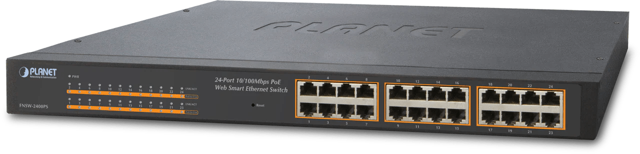 Planet FNSW-2400PS 24-Port 10/100Mbps Web Smart PoE Ethernet Switch; Used