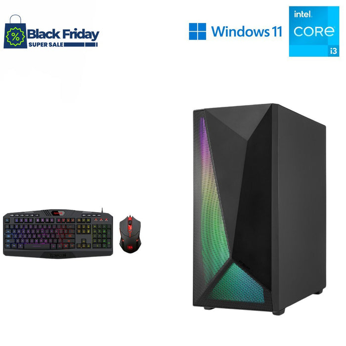 FSP CMT195A Tower Gaming Computer Set; Asus H610M-R D4 MB; i3 13100; 8GB PC4; 256GB SSD; Win11Pro; New Special