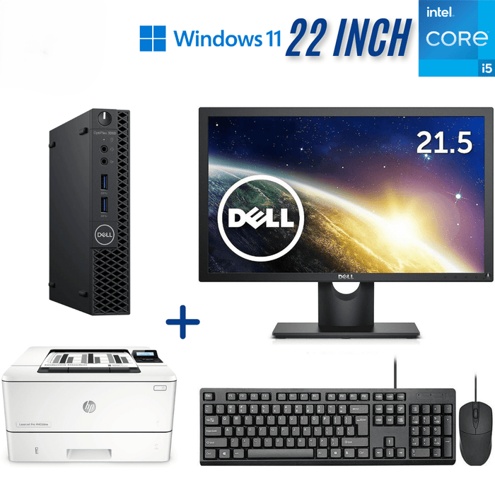 Dell Optiplex 3060 Micro Computer Business Productivity Set - i5 8500 - 8GB PC4 - 256GB SSD - Win11Pro - Refurb