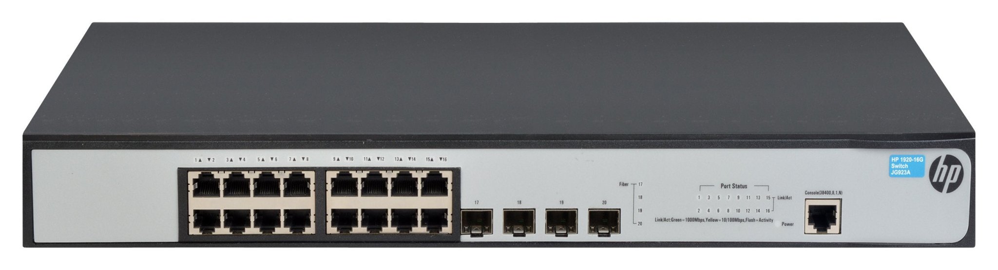HP JG923A 1920-16G 16 Port 10/100/1000 RJ-45 Gigabit Layer 2 Switch - Used