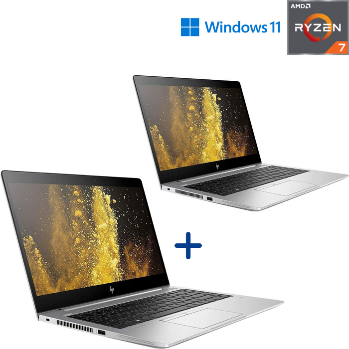 2 x HP Elitebook 745 G6 14 Inch Performance Laptop - AMD Ryzen 7 Pro 3700U - 8GB PC4 - 256GB NVME SSD - Win11Pro - Refurb